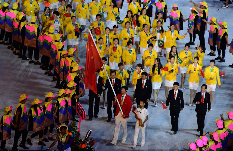 Athletes march at Olympic Opening Ceremony