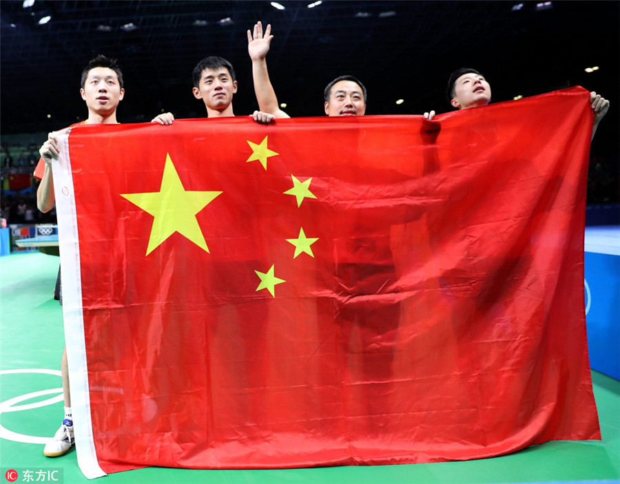 Chinese men's table tennis overcomes singles loss to win team event