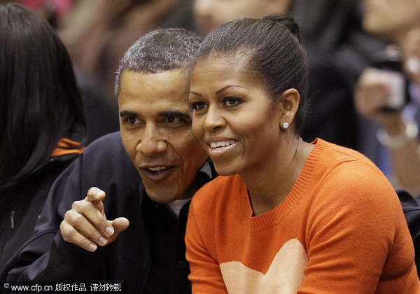 Obama and wife attend NCAA basketball game