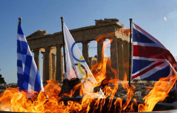 Olympic Flame at Acropolis on handover eve