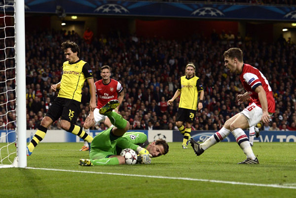 Dortmund's Lewandowski stuns Arsenal