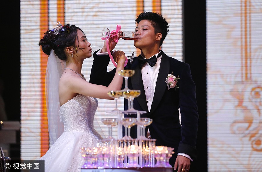 Chinese sprinter Su Bingtian and wife hold wedding ceremony in hometown