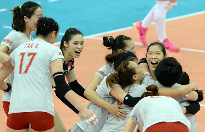 China beats Russia in 4 sets at volleyball World Cup
