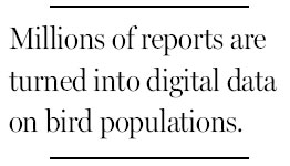 Crowdsourcing, to determine bird count worldwide
