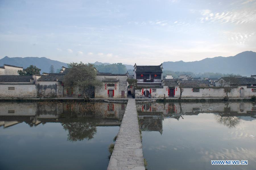 Morning scenery of local residences in Hongcun, China's Anhui