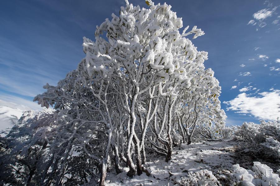 Snow-coated Mount Jiajin in Sichuan