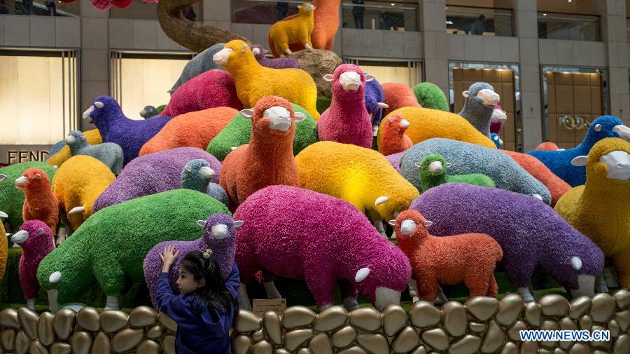 Colorful sheep displayed in HK