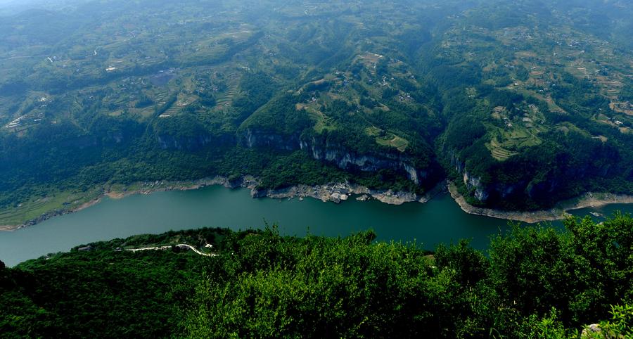 Aerial view of Qing river in Central China's Hubei