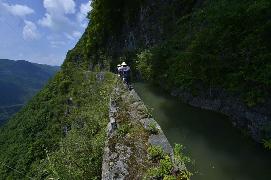 Mountainside 'sky canal' on the cliff