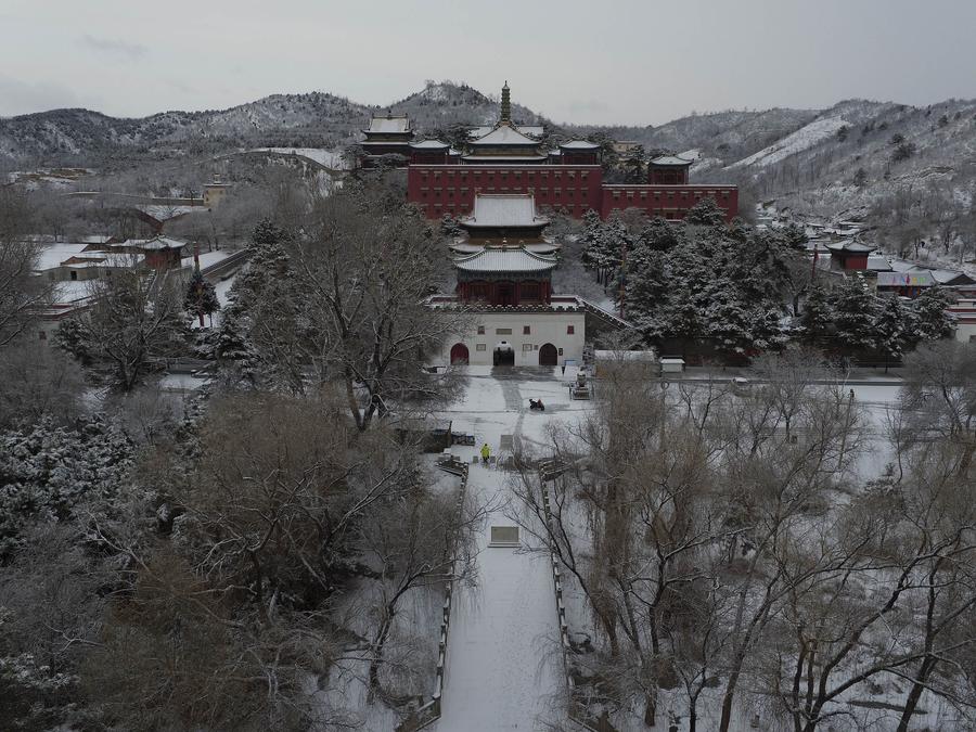 Aerial view of snow scenery at Summer Resort in Hebei