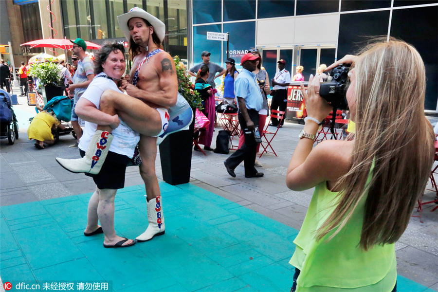 New York installs activity zones for costume characters in Times Square