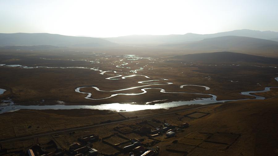Aerial photos of wetlands in Northwest China's Gansu