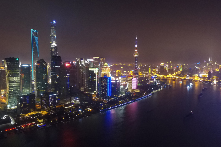 Night scenery of Shanghai on New Year's eve