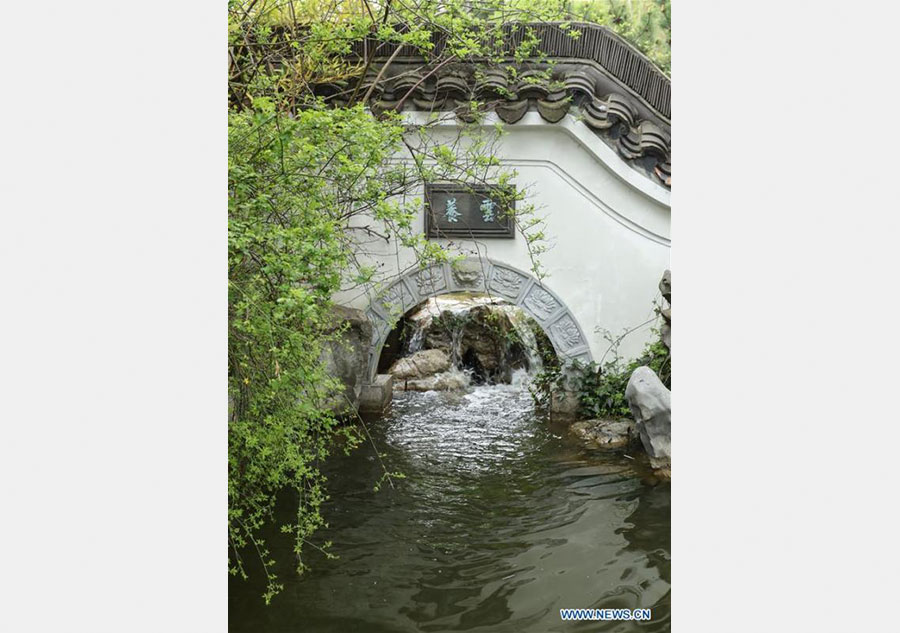 Scenery of Chinese garden 'De Yue Yuan' at Gardens of World in Berlin