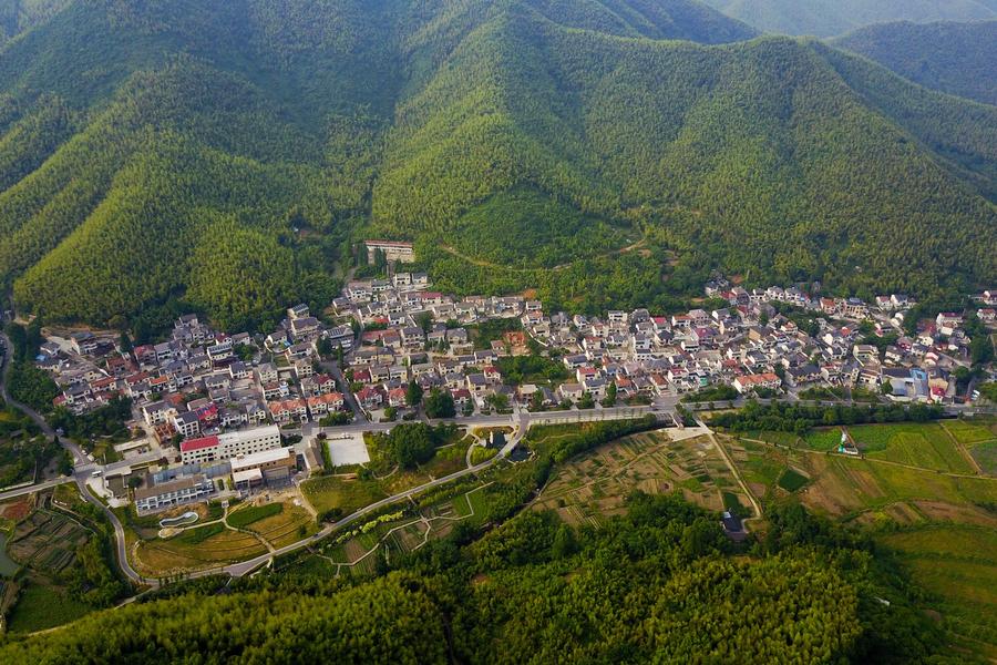 Aerial view of Liujiatang vilage, Zhejiang province