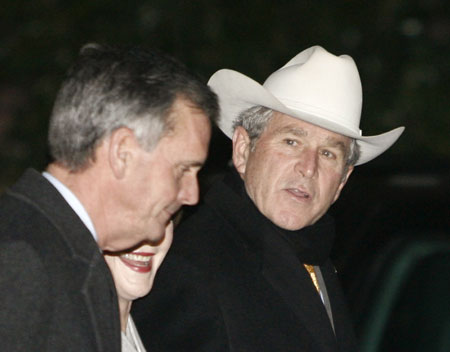 Bush wears a cowboy hat