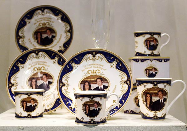 Royal wedding commemorative china displayed in Sydney