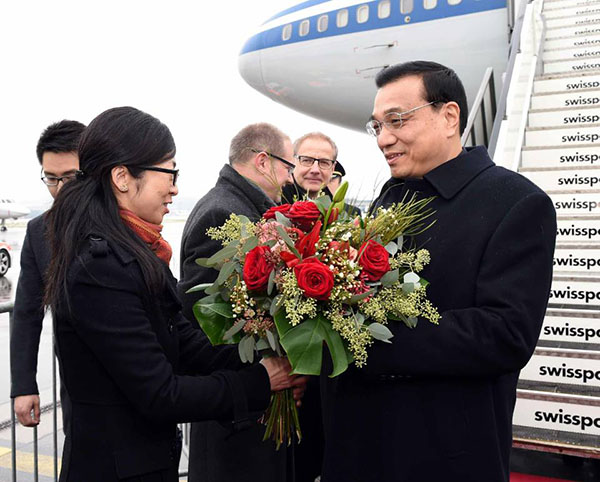Chinese premier arrives in Switzerland for Davos forum, working visit