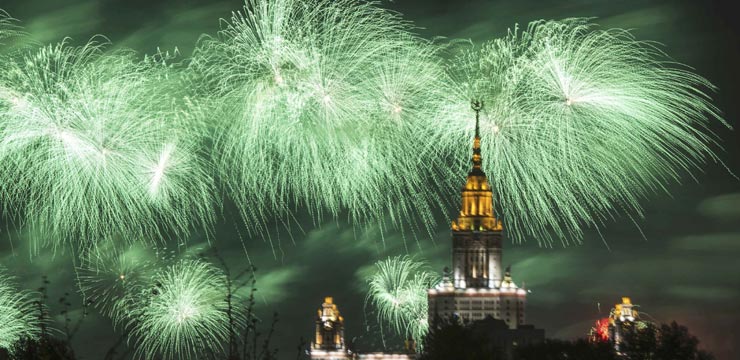 Fireworks explode across Russia to celebrate Victory Day