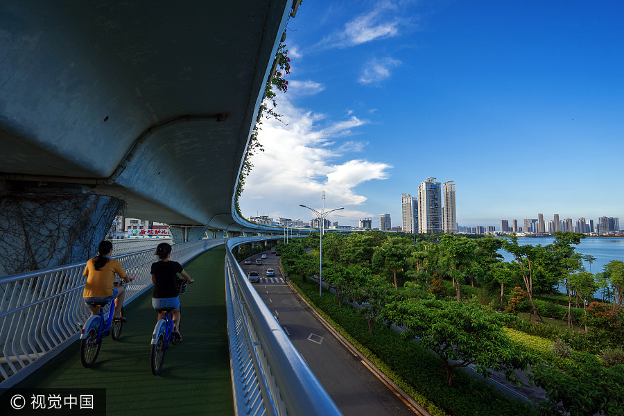 Cycling with a view on world's longest elevated bike path