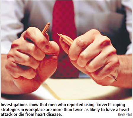 'Covert' coping with job conflict ups heart risk