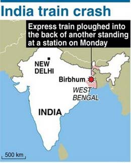 60 killed in eastern Indian train collision