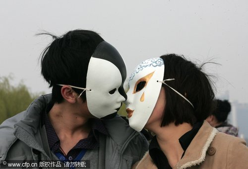 Masked love sealed with a kiss