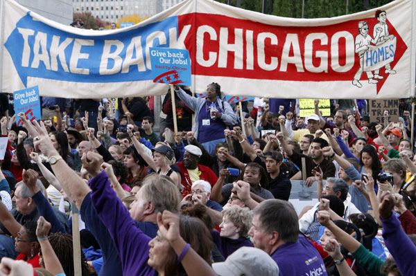 Chicago street protests target financial industry