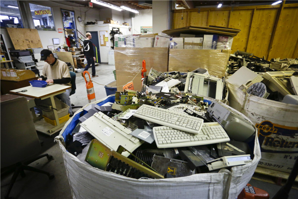 Computer recycle center in Vancouver, Canada