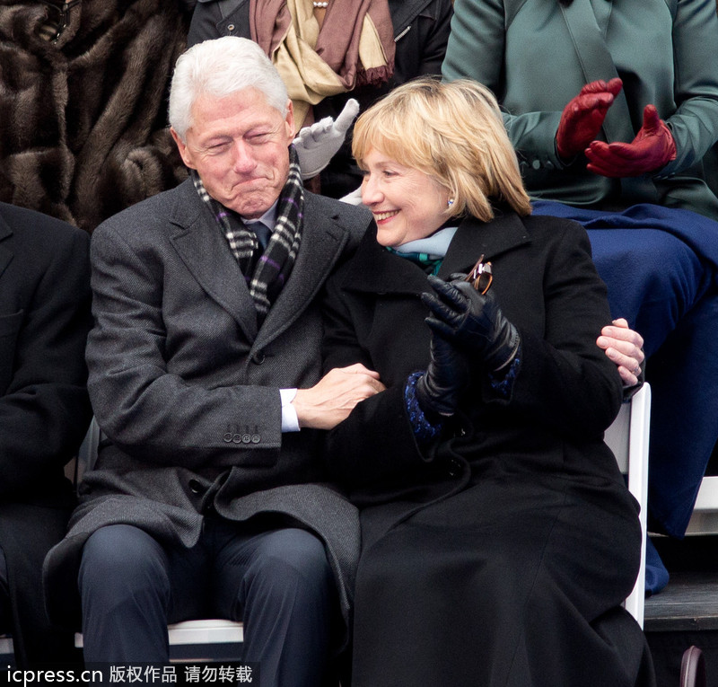 Clintons attend New York City Mayor's inauguration