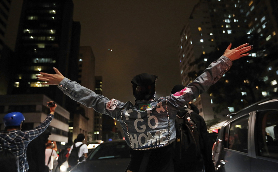 Demonstrators protest against World Cup in Sao Paulo