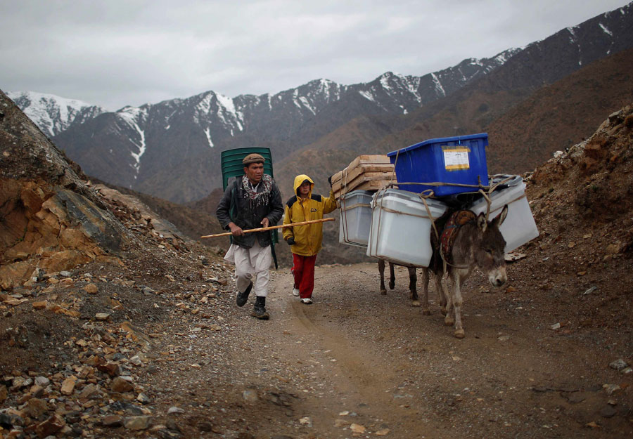 Ballot boxes on donkeys in Afghanistan