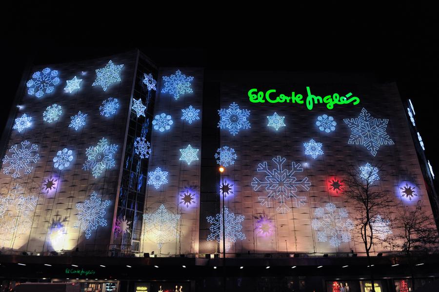 Street illuminated by Christmas lights in Madrid