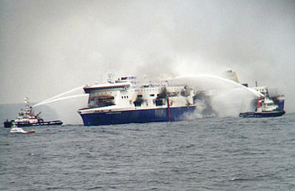 One Greek dead, more than 165 passengers rescued from burning Italian ferry off Corfu