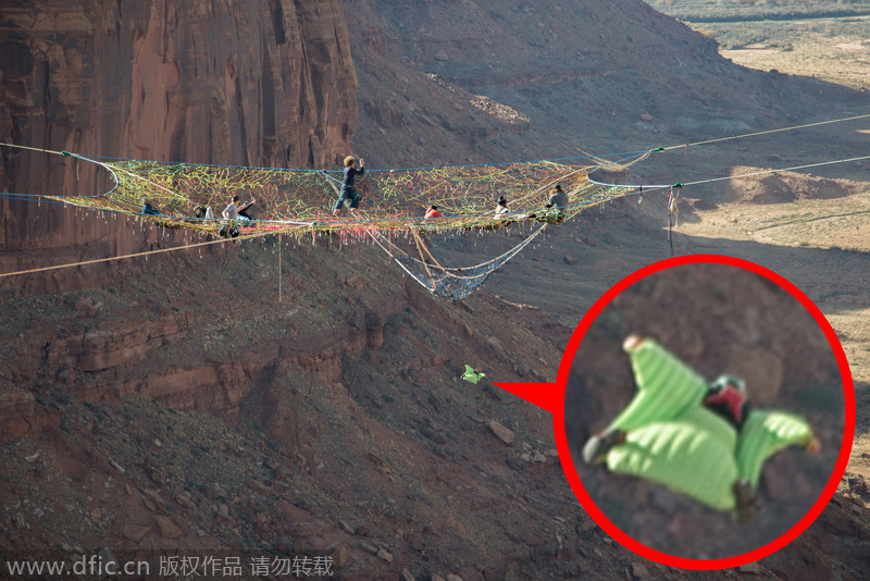 Daredevils run, jump and hurl themselves into 400ft canyons