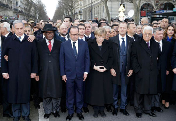 World leaders gather for Paris march honouring attack victims