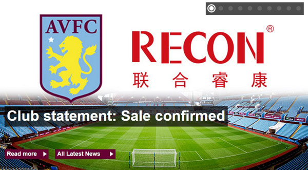 Chinese businessman buys English soccer club Aston Villa