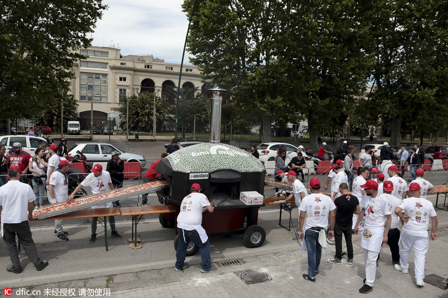 Record-breaking pizza made in Naples, Italy