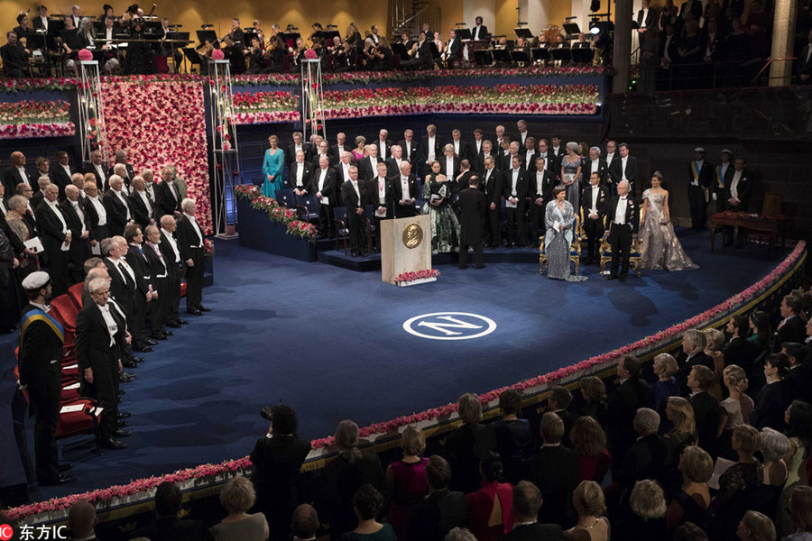 Nobel Prize award ceremony held in Stockholm; Bob Dylan absent