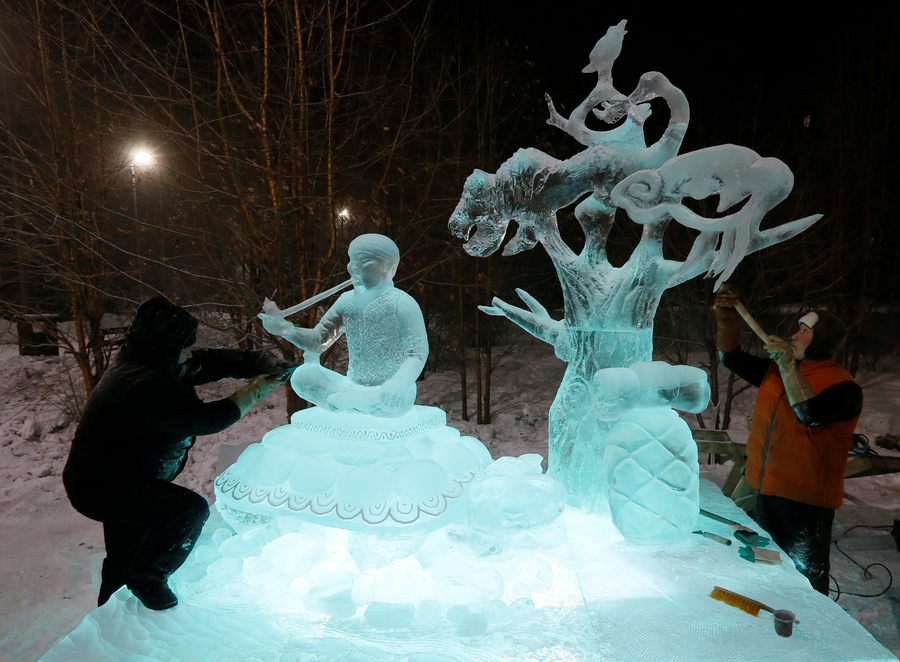 Magical snow and ice sculptures on show in Russia