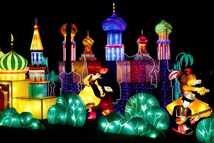 Silk Road lanterns light up British gardens for Lunar New Year