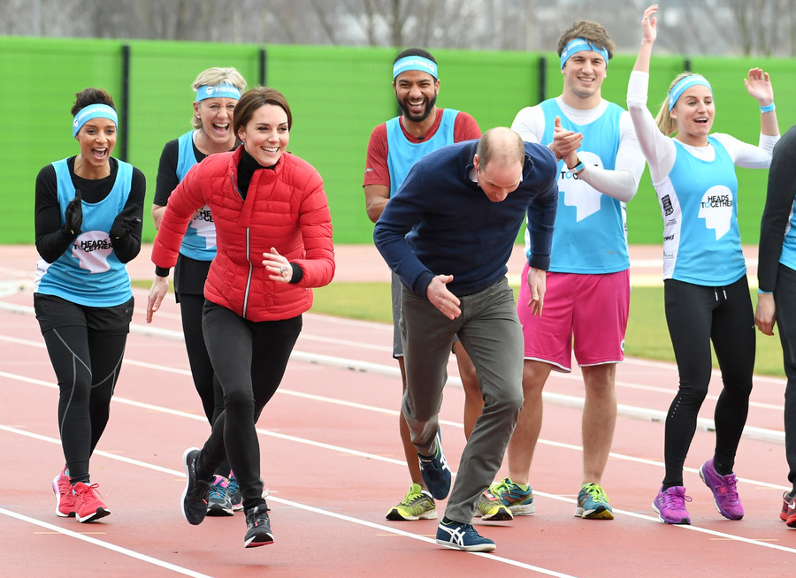 William, Kate and Harry compete in relay race for charity