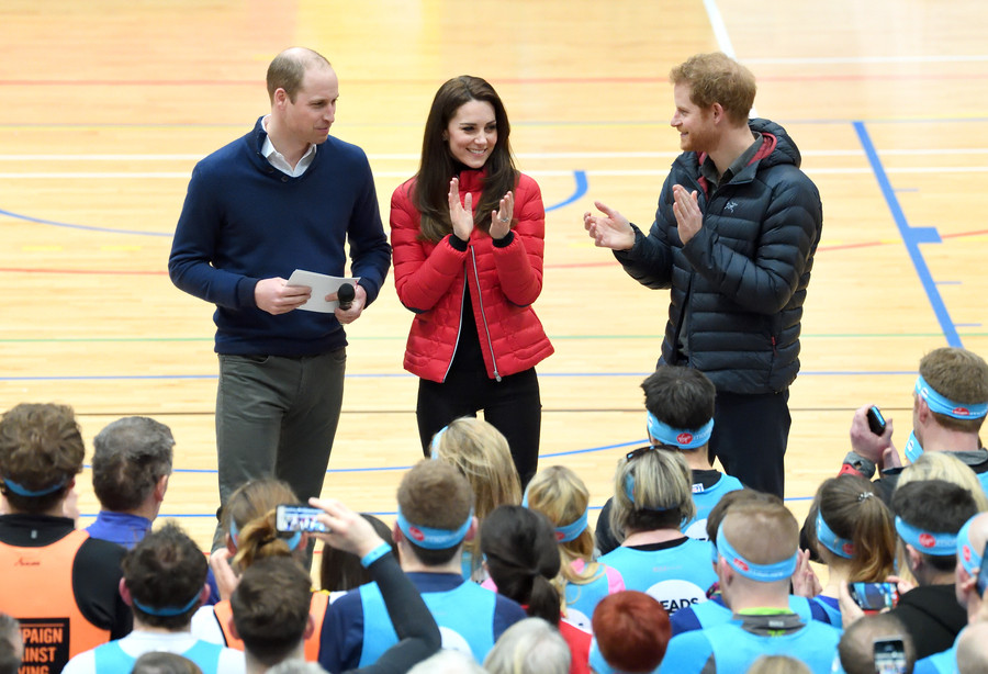 William, Kate and Harry compete in relay race for charity