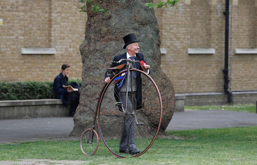 Hundreds of cyclists ride through The Tweed Run in London