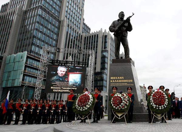 Russia unveils monument to designer of iconic AK-47 rifle