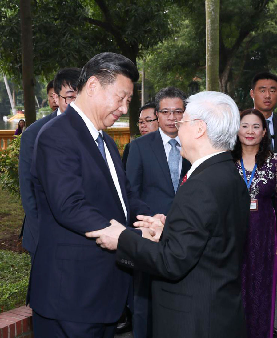 Xi visits Ho Chi Minh stilt house in Hanoi